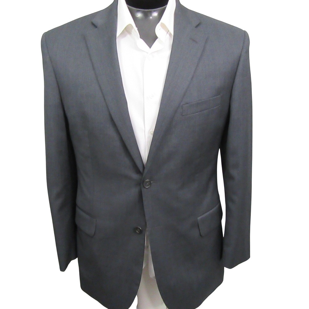 Jos A Bank Sport Coat 42R SLIM Gray Crosshatch Wool Blazer Double Vent Modern